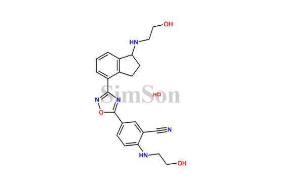2-((2-hydroxyethyl)amino)-5-(3-(1-((2-hydroxyethyl)amino)-2,3-dihydro-1H-inden-4-yl)-1,2,4-oxadiazol-5-yl)bezonitrile hydrochloride