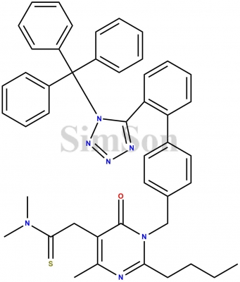 2-N-Butyl-5-dimethylaminothiocarbonylmethyl-6-methyl-3-[[2'-(N-triphenylmethyltetrazol-5-yl)biphenyl-4-yl]methyl]-pyrimidin-4(3H)-one