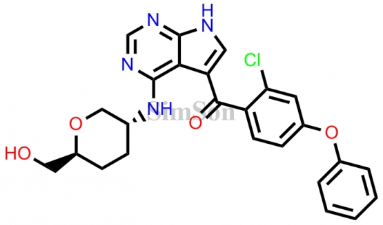 (2-chloro-4-phenoxyphenyl)(4-(((3R,6S)-6-(hydroxymethyl)tetrahydro-2H-pyran-3-yl)amino)-7H-pyrrolo[2,3-d]pyrimidin-5-yl)methanone