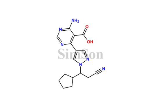 4-amino-6-(1-(2-cyano-1-cyclopentylethyl)-1H-pyrazol-4-yl)pyrimidine-5-carboxylic acid