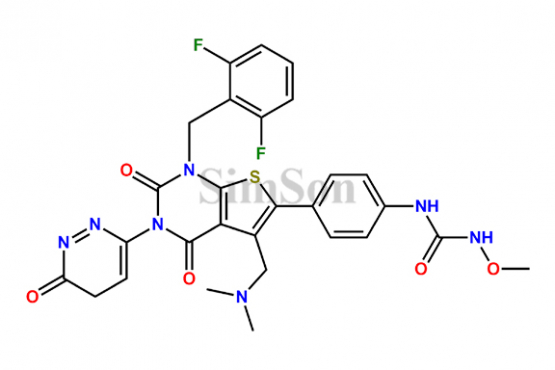 1-(4-(1-(2,6-difluorobenzyl)-5-((dimethylamino)methyl)-2,4-dioxo-3-(6-oxo-5,6-dihydropyridazin-3-yl)-1,2,3,4-tetrahydrothieno[2,3-d]pyrimidin-6-yl)phenyl)-3-methoxyurea