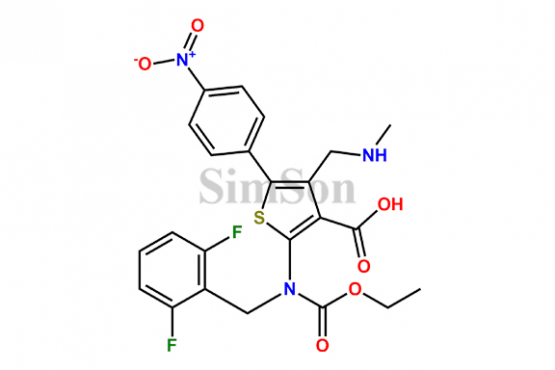 2-((2,6-difluorobenzyl)(ethoxycarbonyl)amino)-4-((methylamino)methyl)-5-(4-nitrophenyl)thiophene-3-carboxylic acid