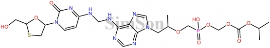 ((hydroxy(((1-(6-((((1-(2-(hydroxymethyl)-1,3-oxathiolan-5-yl)-2-oxo-1,2-dihydropyrimidin-4-yl)amino)methyl)amino)-9H-purin-9-yl)propan-2-yl)oxy)methyl)phosphoryl)oxy)methyl isopropyl carbonate
