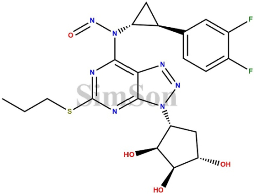 N-((1R,2S)-2-(3,4-difluorophenyl)cyclopropyl)-N-(5-(propylthio)-3-((1R,2S,3R,4S)-2,3,4-trihydroxycyclopentyl)-3H-[1,2,3]triazolo[4,5-d]pyrimidin-7-yl)nitrousamide