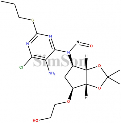 Ethanol,2-[[(3aR,4S,6R,6aS)-6-[[5-amino-6-chloro-2-(propylthio)-4-pyrimidinyl]-amino]tetrahydro-2,2-dimethyl-4H-cyclopenta-1,3-dioxol-4-yl]oxy]- nitroso