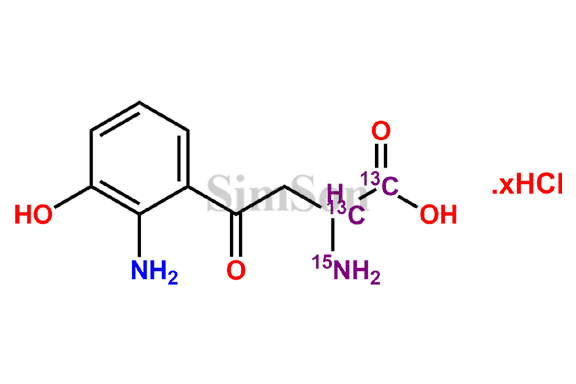 rac 3-Hydroxy Kynurenine-13C2,15N Hydrochloride Salt