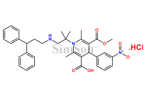 2,6-Dimethyl-5-(methoxycarbonyl)-4-(3-nitro-phenyl)-1-[2-[(3,3-diphenylpropyl)amino-1,1-dimethyl]ethyl]-1,4-dihydropyridine-3-carboxylic acid Hydrochloride