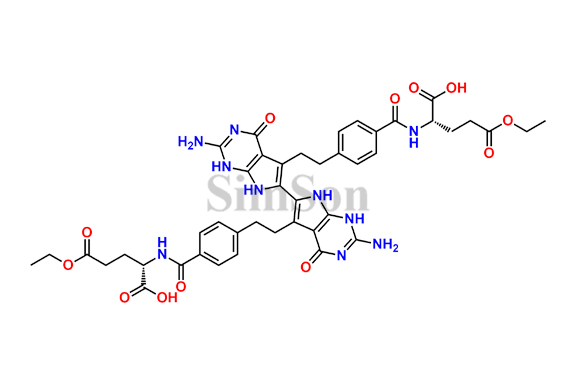 (2S,2`S)-2,2`-((4,4`-((2,2`-diamino-4,4`-dioxo-4,4`,7,7`-tetrahydro-1H,1`H-[6,6`-bipyrrolo[2,3-d]pyrimidine]-5,5`-diyl)bis(ethane-2,1-diyl))bis(benzoyl))bis(azanediyl))bis(5-ethoxy-5-oxopentanoic acid)