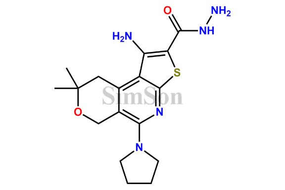 1-amino-8,8-dimethyl-5-(pyrrolidin-1-yl)-8,9-dihydro-6H-pyrano[4,3-d]thieno[2,3-b]pyridine-2-carbohydrazide