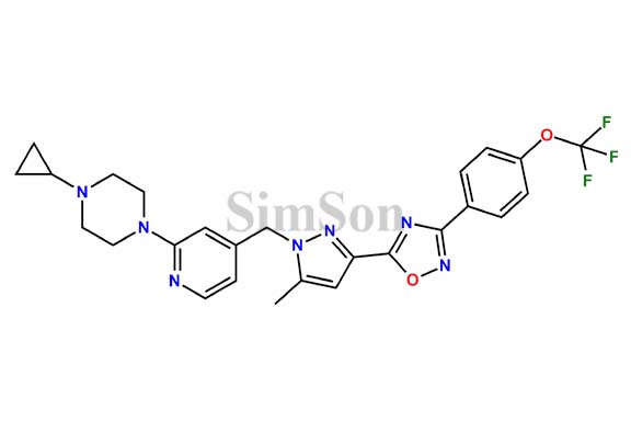 1-Cyclopropyl-4-(4-((5-methyl-3-(3-(4-(trifluoromethoxy)phenyl)-1,2,4-oxadiazol-5-yl)-1H-pyrazol-1-yl]methyl)-2-pyridinyl)piperazine