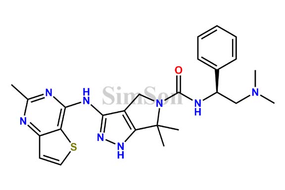 (S)-N-(2-(Dimethylamino)-1-phenylethyl)-6,6-dimethyl-3-((2-methylthieno(3,2-d)pyrimidin-4-yl)amino)-4,6-dihydropyrrolo(3,4-c)pyrazole-5(1H)-carboxamide