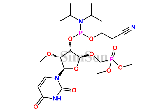 2-Cyanoethyl((2R,3S,4R,5R)-2-((dimethoxyphosphoryl)methoxy)-5-(2,4-dioxo-3,4-dihydropyrimidin-1(2H)-yl)-4-methoxytetrahydrofuran-3-yl)diisopropylphosphoramidite