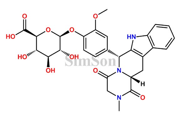 (2S,3S,4S,5R,6S)-3,4,5-Trihydroxy-6-(2-methoxy-4-((6R,12aR)-2-methyl-1,4-dioxo-1,2,3,4,6,7,12,12a-octahydropyrazino[1`,2`,1,6]pyrido[3,4-b]indol-6-yl)phenoxy)tetrahydro-2H-pyran-2-carboxylic Acid