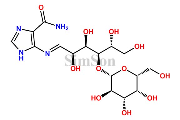 5-((E)-((2S,3R,4R,5R)-2,3,5,6-tetrahydroxy-4-(((2S,3R,4S,5R,6R)-3,4,5-trihydroxy-6-(hydroxymethyl)tetrahydro-2H-pyran-2-yl)oxy)hexylidene)amino)-1H-imidazole-4-carboxamide