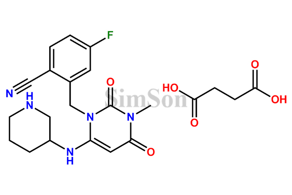 4-fluoro-2-((3-methyl-2,4-dioxo-6-(piperidin-3-ylamino)-3,4-dihydropyrimidin-1(2H)-yl)methyl)benzonitrile succinate