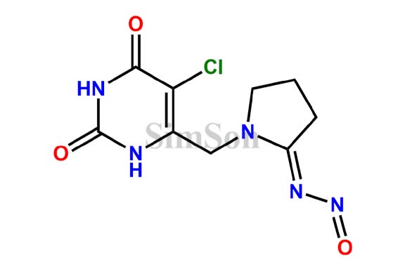 (E)-N-(1-((5-chloro-2,6-dioxo-1,2,3,6-tetrahydropyrimidin-4-yl)methyl)pyrrolidin-2-ylidene)nitrous amide