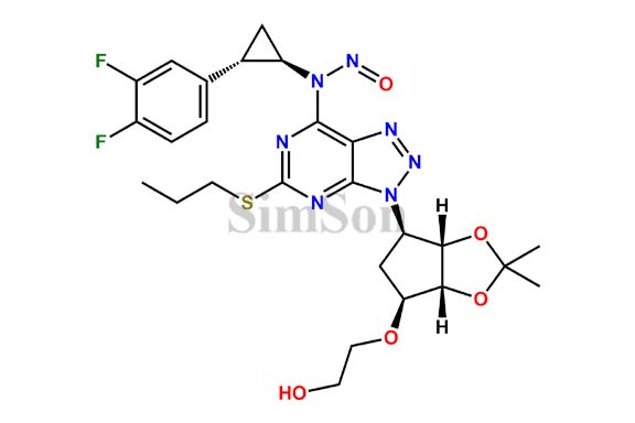 N-((1R,2S)-2-(3,4-difluorophenyl)cyclopropyl)-N-(3-((3aS,4R,6S,6aR)-6-(2-hydroxyethoxy)-2,2-dimethyltetrahydro-3aH-cyclopenta[d][1,3]dioxol-4-yl)-5-(propylthio)-3H-[1,2,3]triazolo[4,5-d]pyrimidin-7-yl)nitrous amide