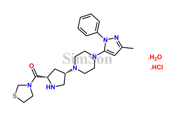 ((2S,4S)-4-(4-(3-methyl-1-phenyl-1H-pyrazol-5-yl)piperazin-1-yl)pyrrolidin-2-yl)(thiazolidin-3-yl)methanone hydrochloride hydrate