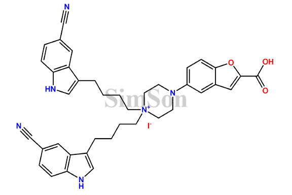 4-(2-carboxybenzofuran-5-yl)-1,1-bis(4-(5-cyano-1H-indol-3-yl)butyl)piperazin-1-ium iodide