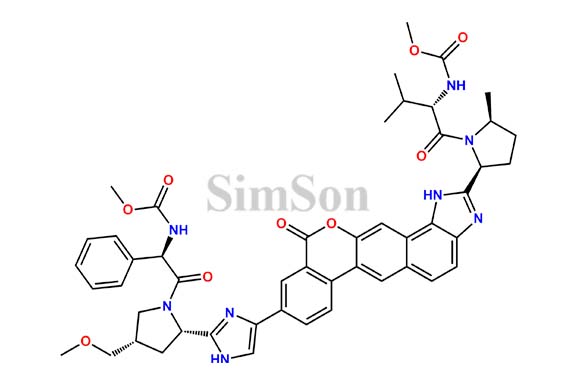 Methyl((R)-2-((2S,4S)-2-(4-(2-((2S,5S)-1-((methoxycarbonyl)-L-valyl)-5-methylpyrrolidin-2-yl)-11-oxo-1,11-dihydroisochromeno[4',3':6,7]naphtho[1,2-d]imidazol-9-yl)-1H-imidazol-2-yl)-4-(methoxymethyl)pyrrolidin-1-yl)-2-oxo-1-phenylethyl)carbamate
