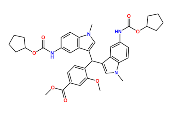 4-[Bis-(5-cyclopentyloxy carbonyl amino-1-methyl indol-3-yl)-methyl]-3-methoxy-benzoic acid methyl ester