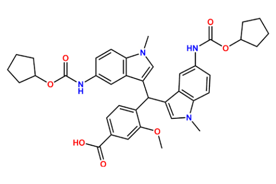 4-[Bis-(5-cyclopentyloxy carbonyl amino-1-methyl indol-3-yl)-methyl]-3-methoxy-benzoic acid
