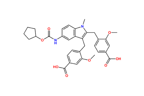 4-[[5-cyclopentyloxycarbonylamino-2-[(3-methoxy benzoicacid-4-yl)-methyl]-1-methyl indol-3-yl]-methyl]-3-methoxy-benzoic acid